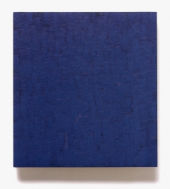 blaublau auf dunkelgrün, 417/2002 august – september 2002, 53 x 47 cm, eitempera + ölfarbe auf holz